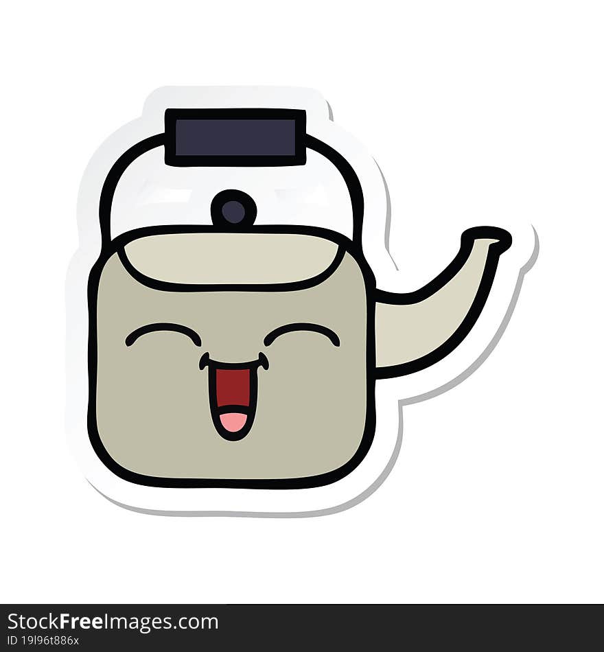 sticker of a cute cartoon kettle