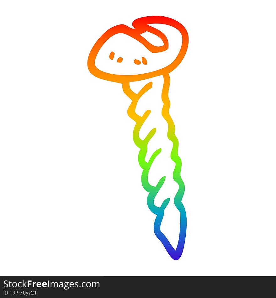 rainbow gradient line drawing cartoon metal screw