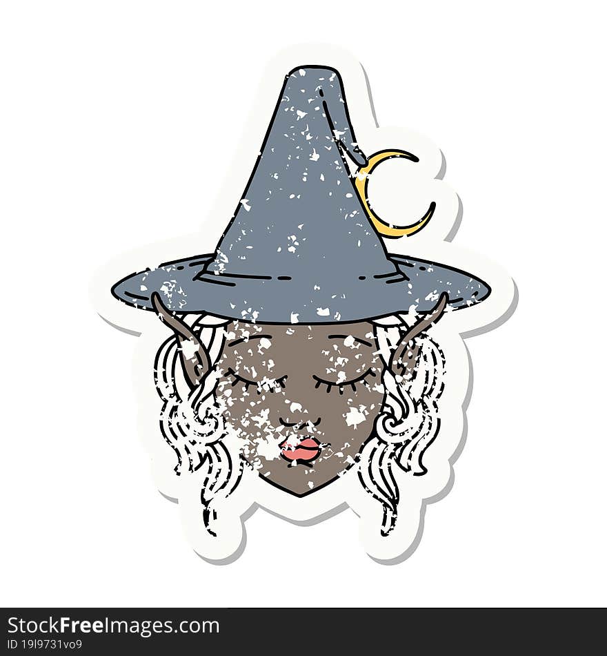 Retro Tattoo Style elf mage character face. Retro Tattoo Style elf mage character face