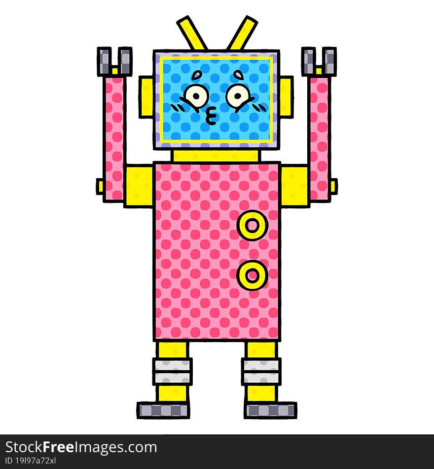 comic book style cartoon of a robot