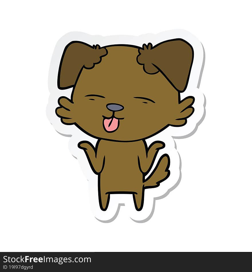 sticker of a cartoon dog sticking out tongue