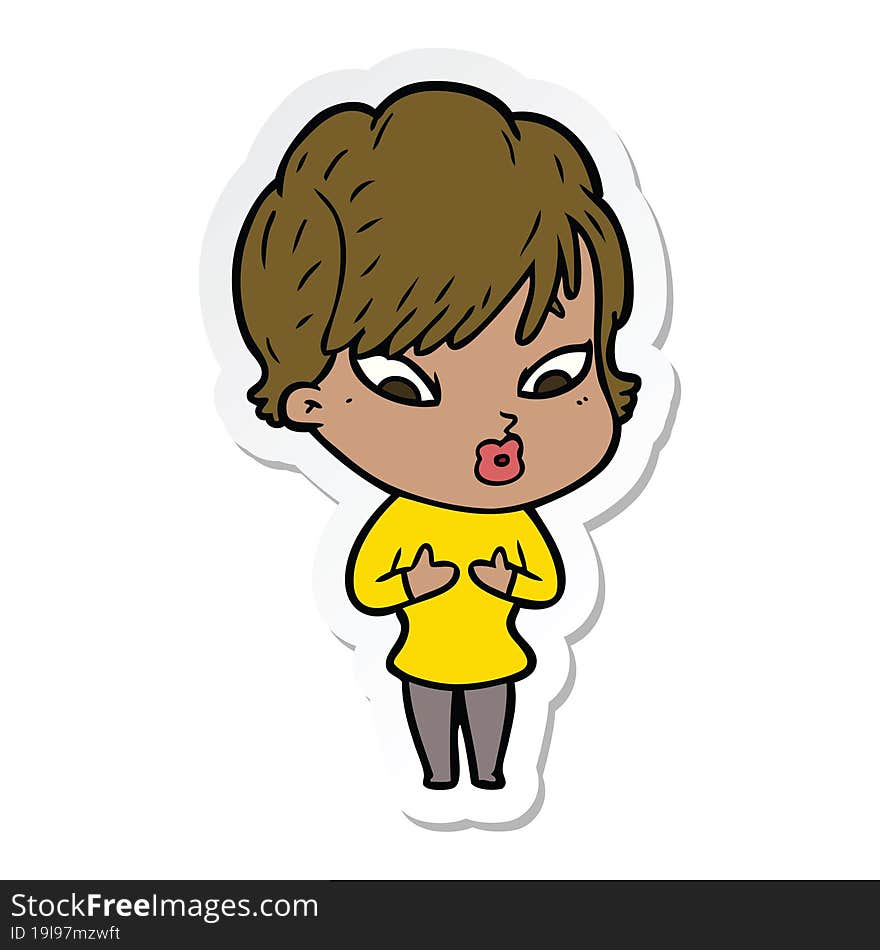 sticker of a cartoon woman