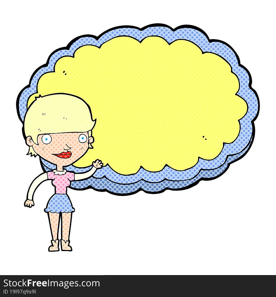 Cartoon Woman With Space Text Cloud