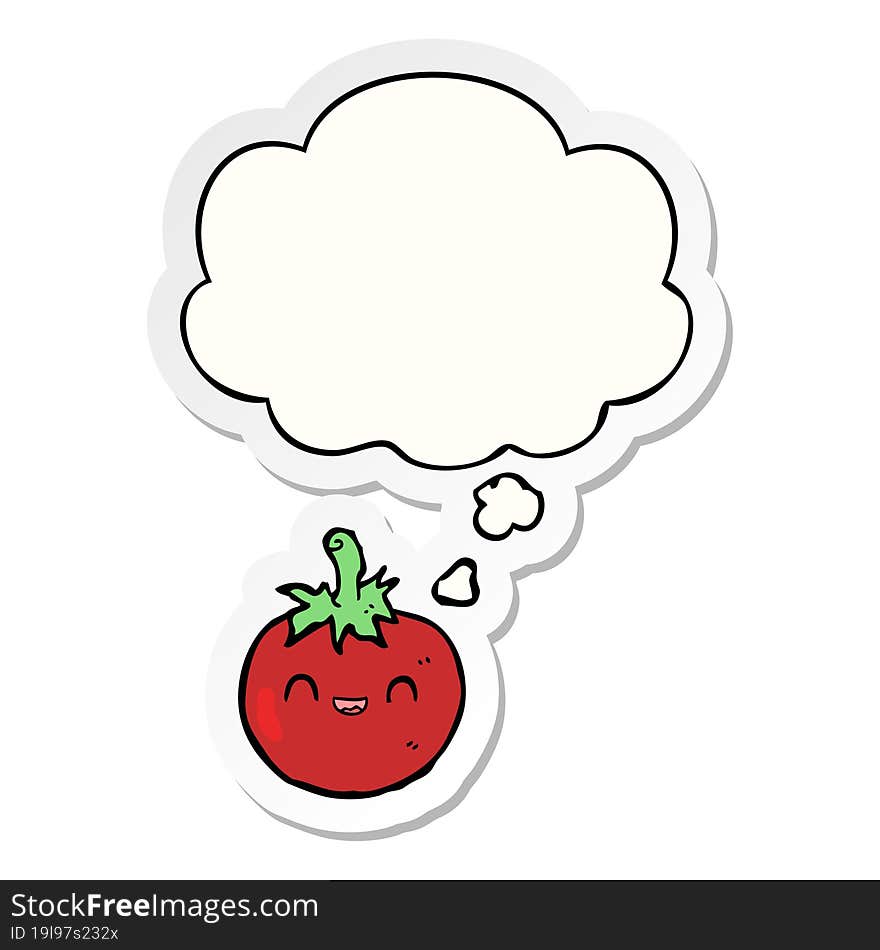 Cute Cartoon Tomato And Thought Bubble As A Printed Sticker