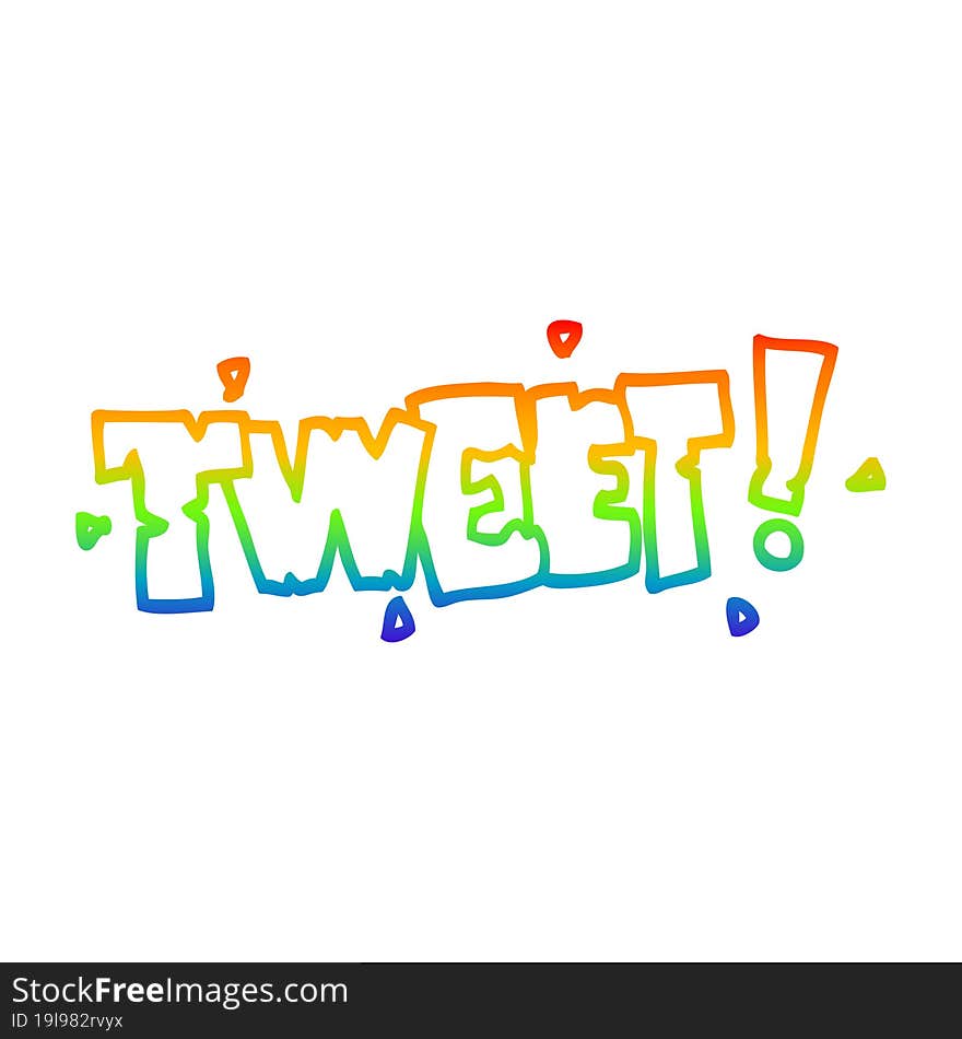 rainbow gradient line drawing cartoon bird tweet