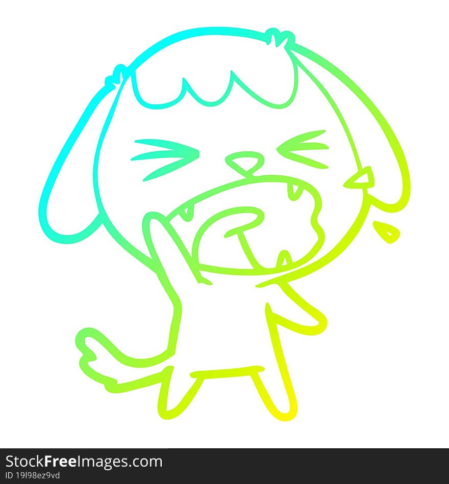 cold gradient line drawing of a cute cartoon dog barking