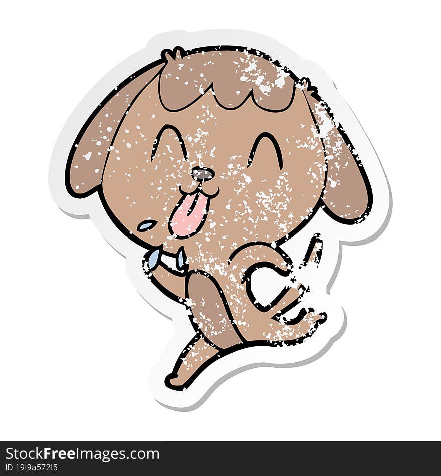 distressed sticker of a cute cartoon dog