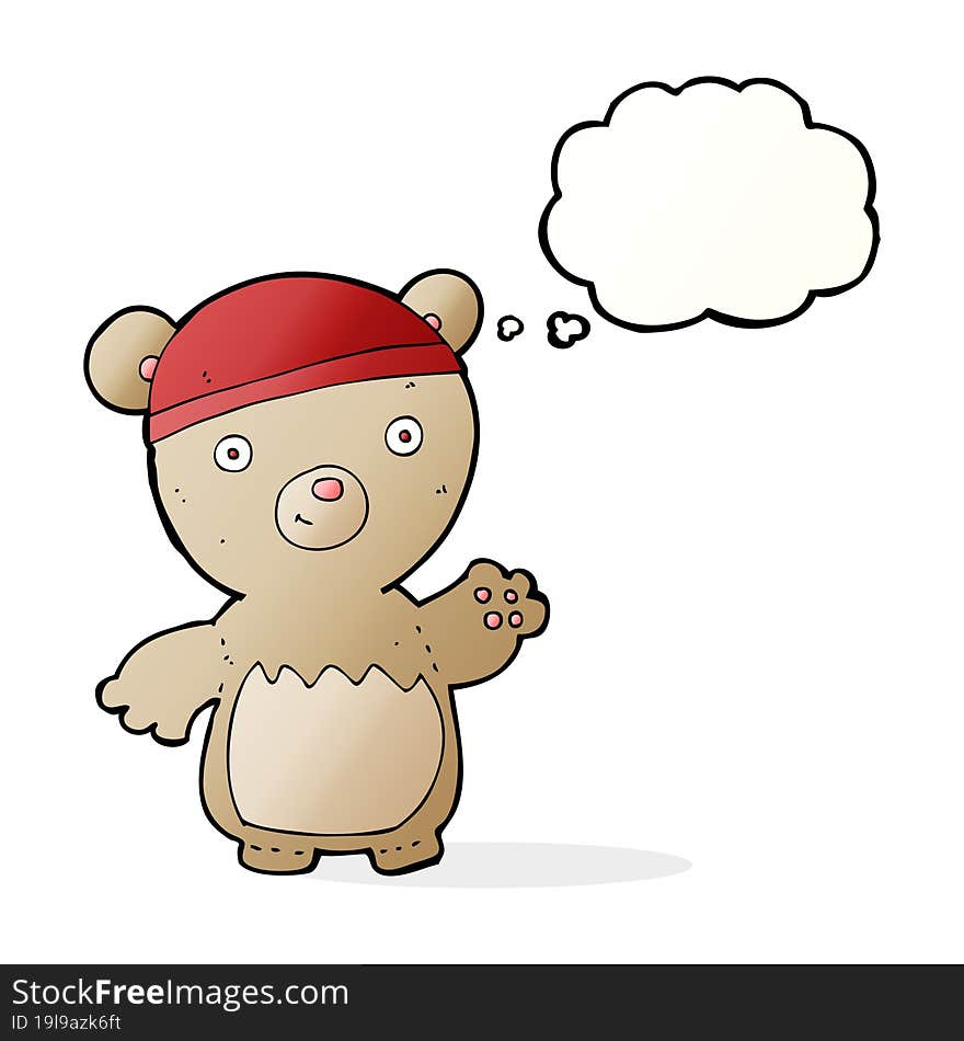 Cartoon Teddy Bear Wearing Hat With Thought Bubble