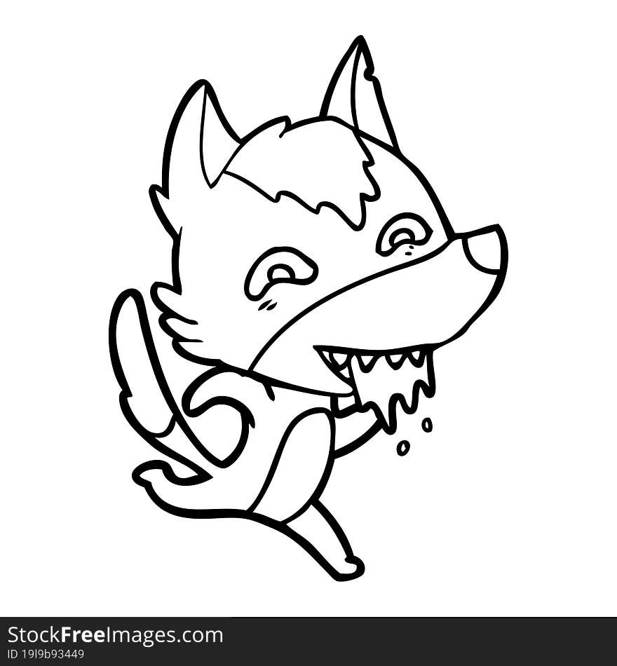 cartoon hungry wolf running. cartoon hungry wolf running