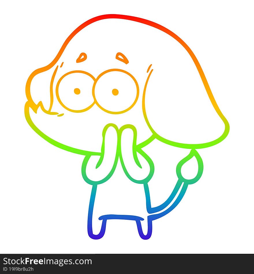 rainbow gradient line drawing cartoon unsure elephant