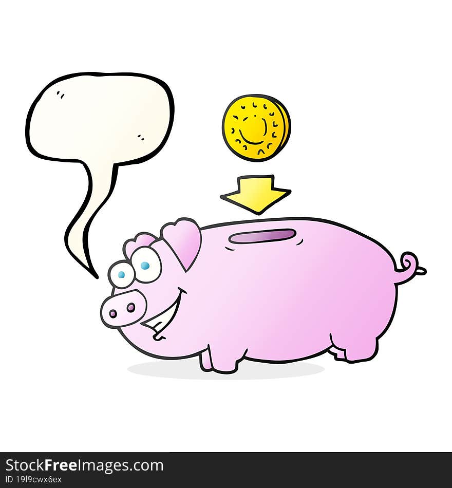 freehand drawn speech bubble cartoon piggy bank