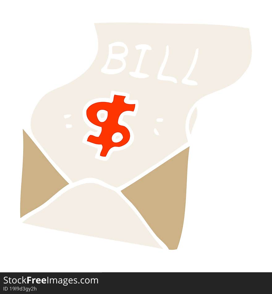 cartoon doodle bill in envelope