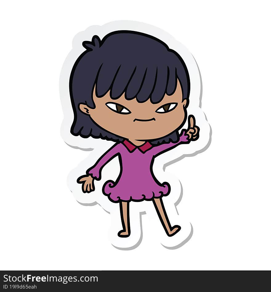 sticker of a cartoon woman with idea