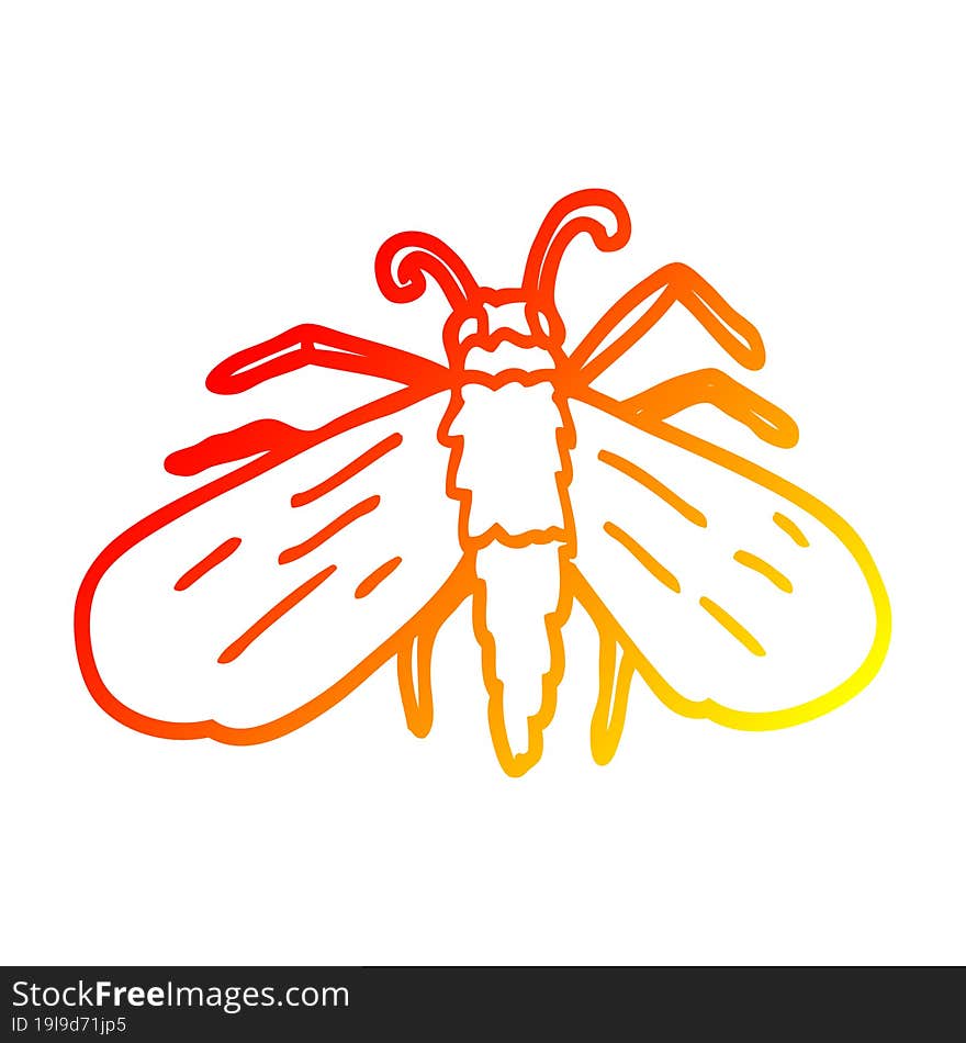 warm gradient line drawing of a cartoon fly