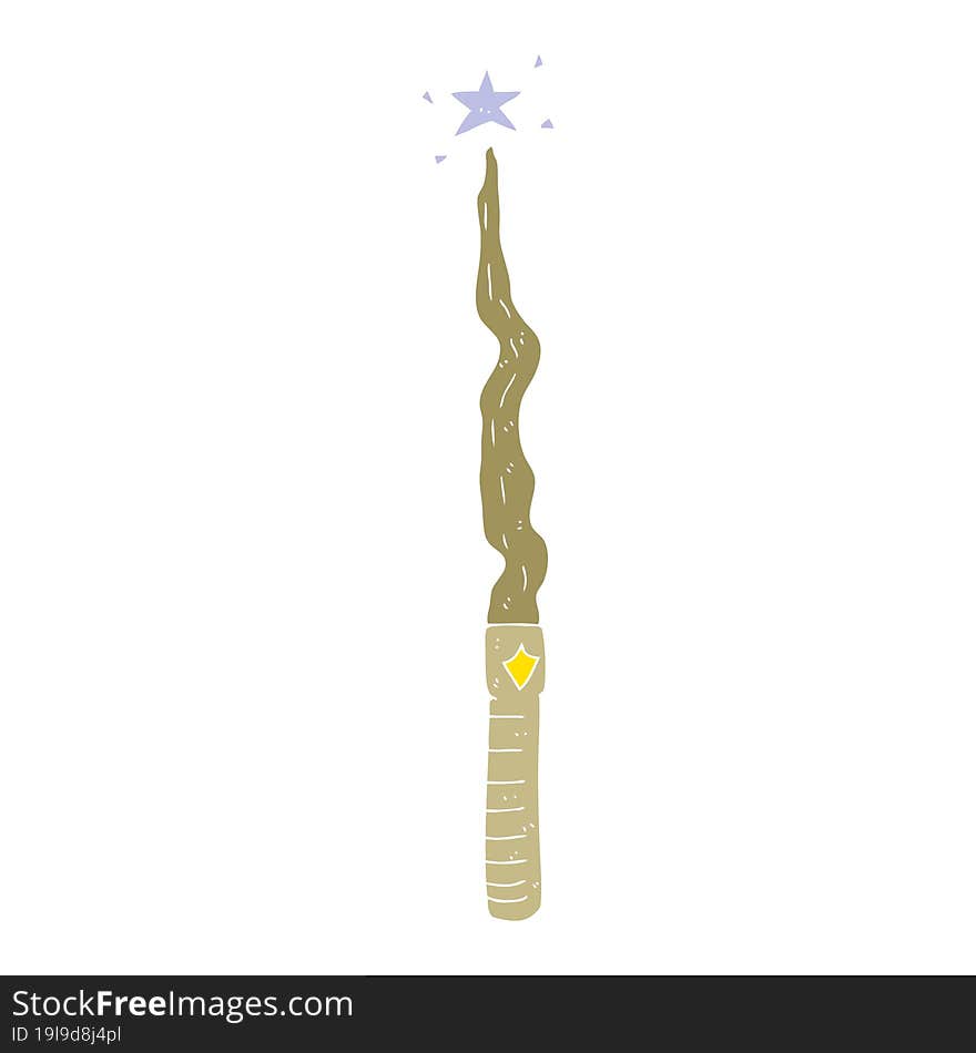 flat color illustration of a cartoon magic wand