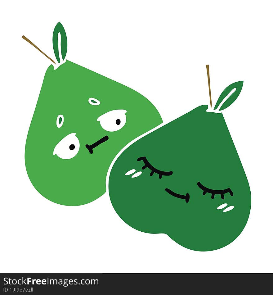 flat color retro cartoon pears