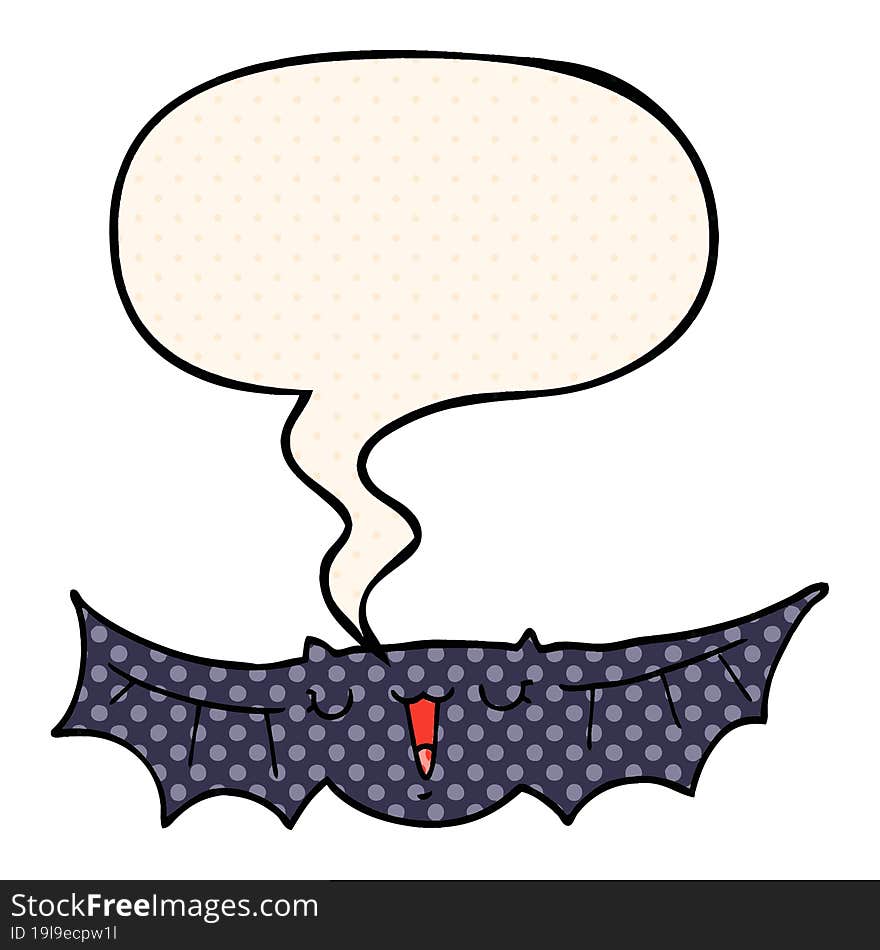 Cartoon Bat And Speech Bubble In Comic Book Style