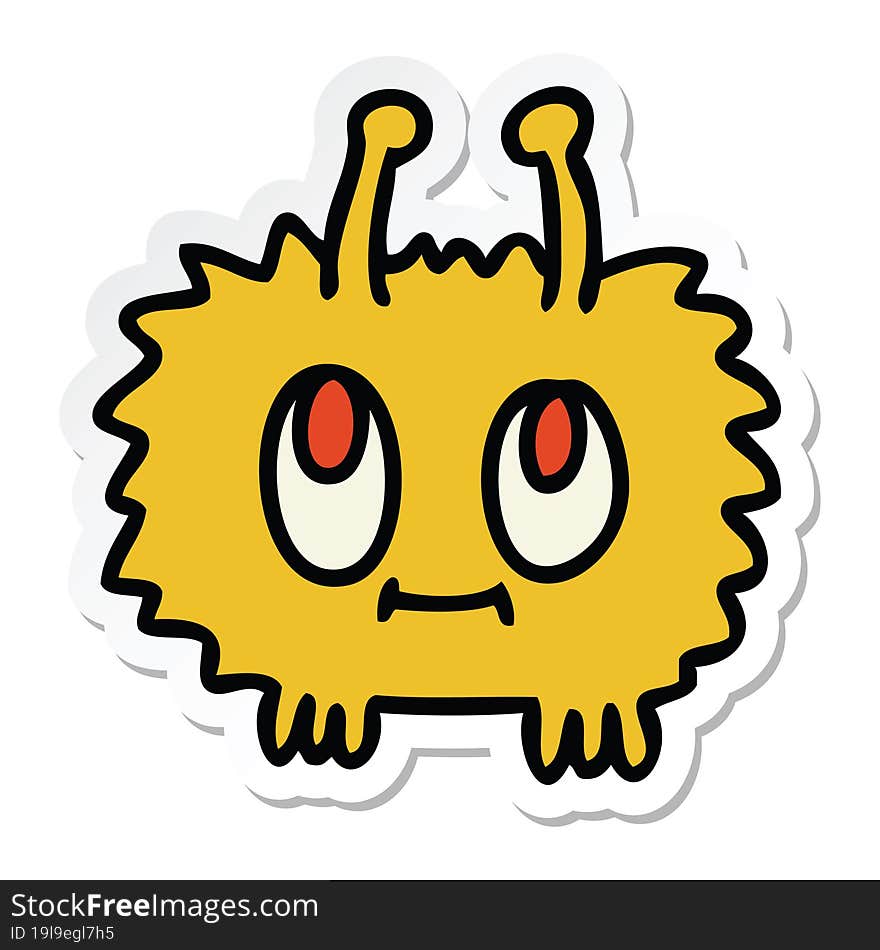 sticker of a quirky hand drawn cartoon alien