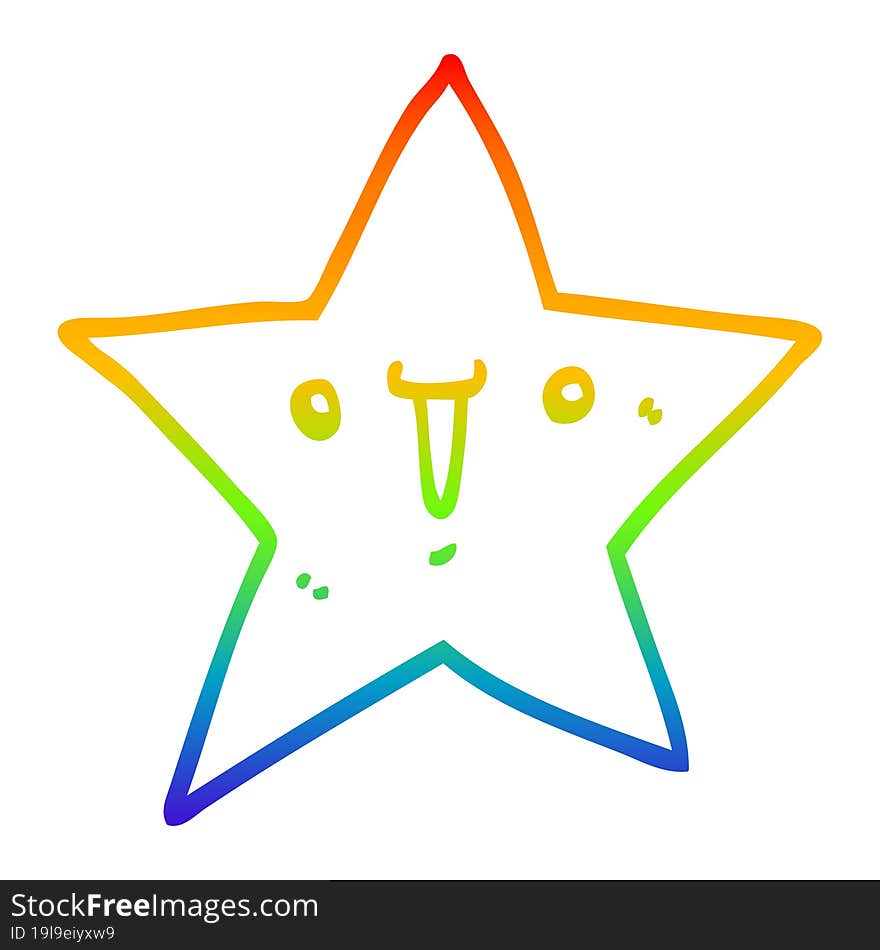 rainbow gradient line drawing cute cartoon star