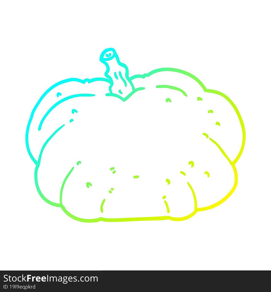 Cold Gradient Line Drawing Cartoon Pumpkin