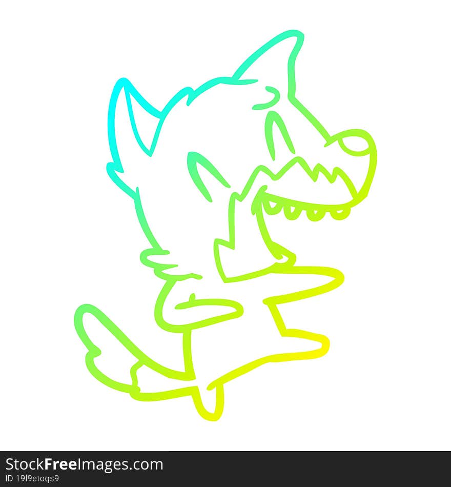 cold gradient line drawing of a laughing fox dancing