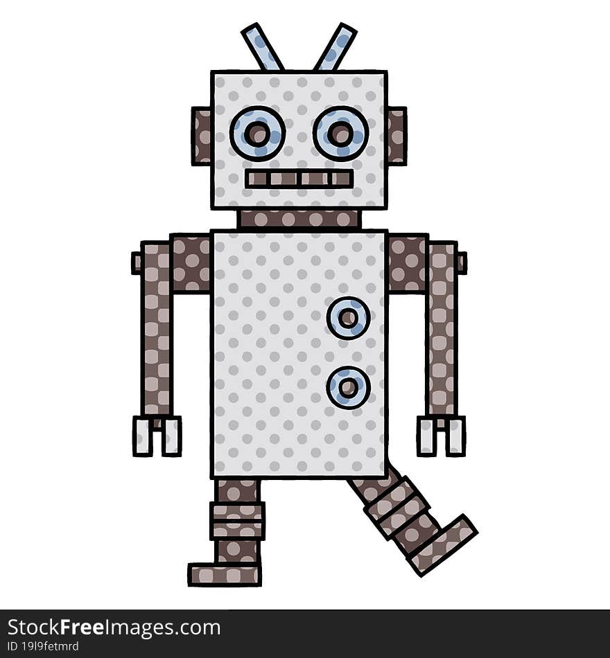 comic book style cartoon dancing robot