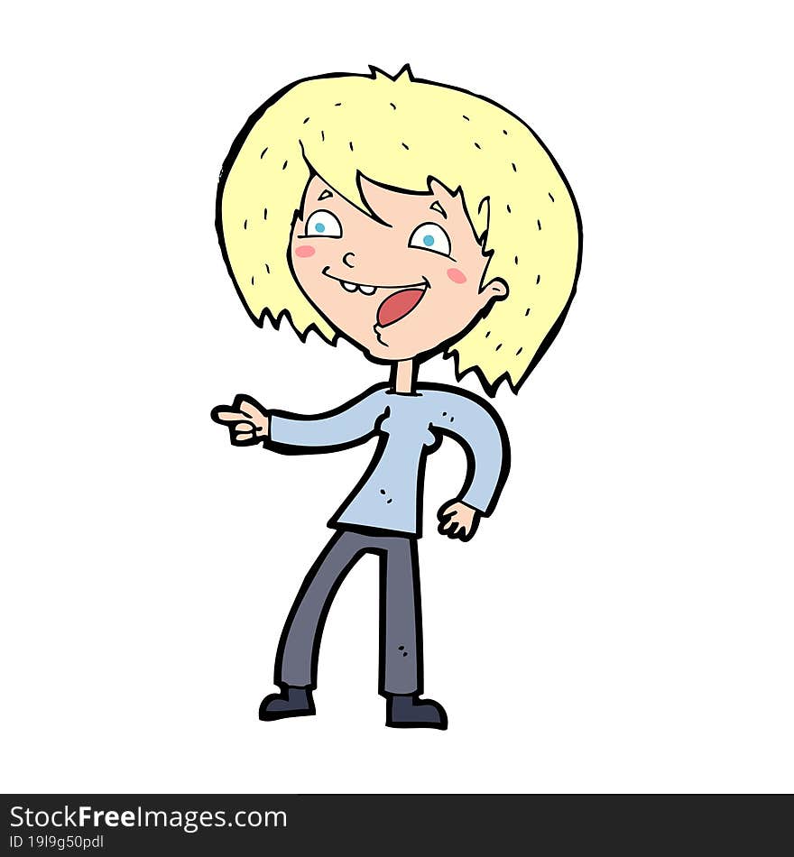 Cartoon Woman Laughing And Pointing