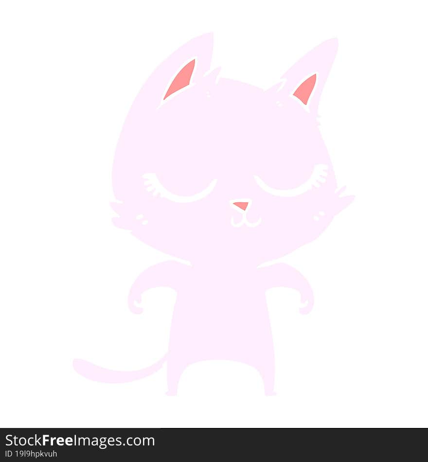 calm flat color style cartoon cat