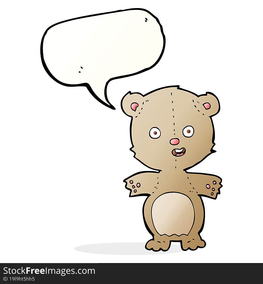 Cartoon Teddy Bear With Speech Bubble