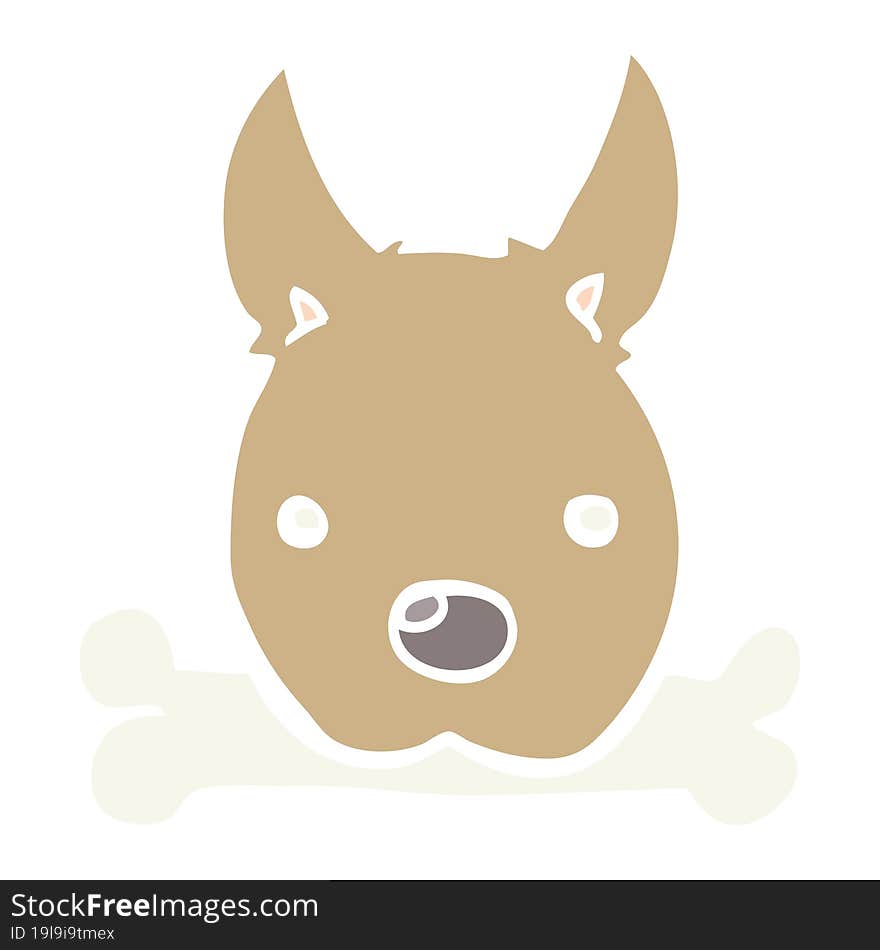 flat color style cartoon dog with bone