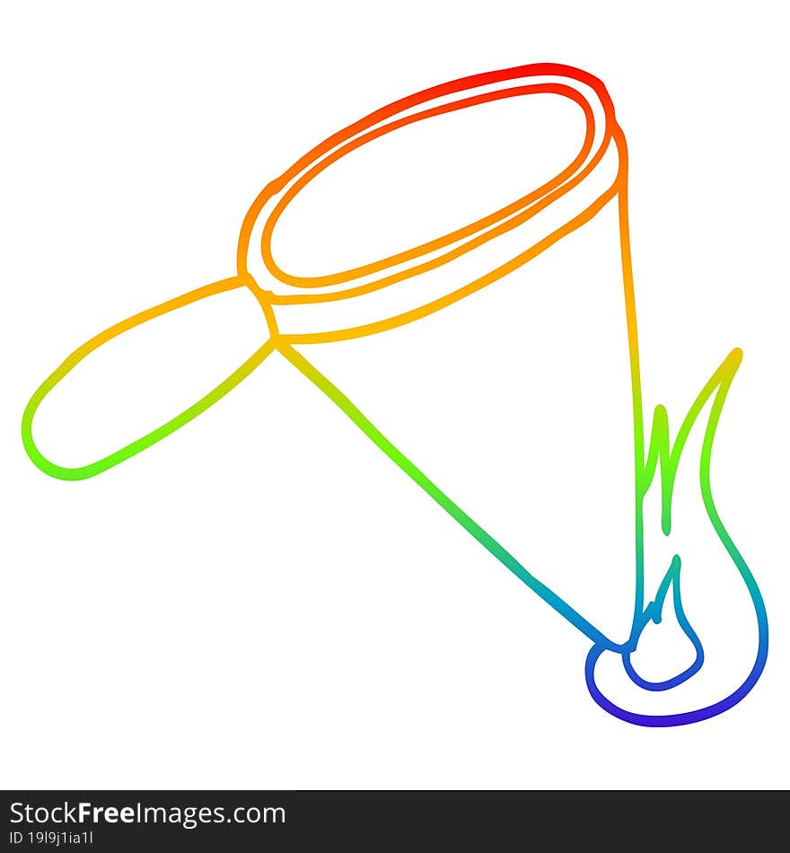 Rainbow Gradient Line Drawing Cartoon Magnifying Glass