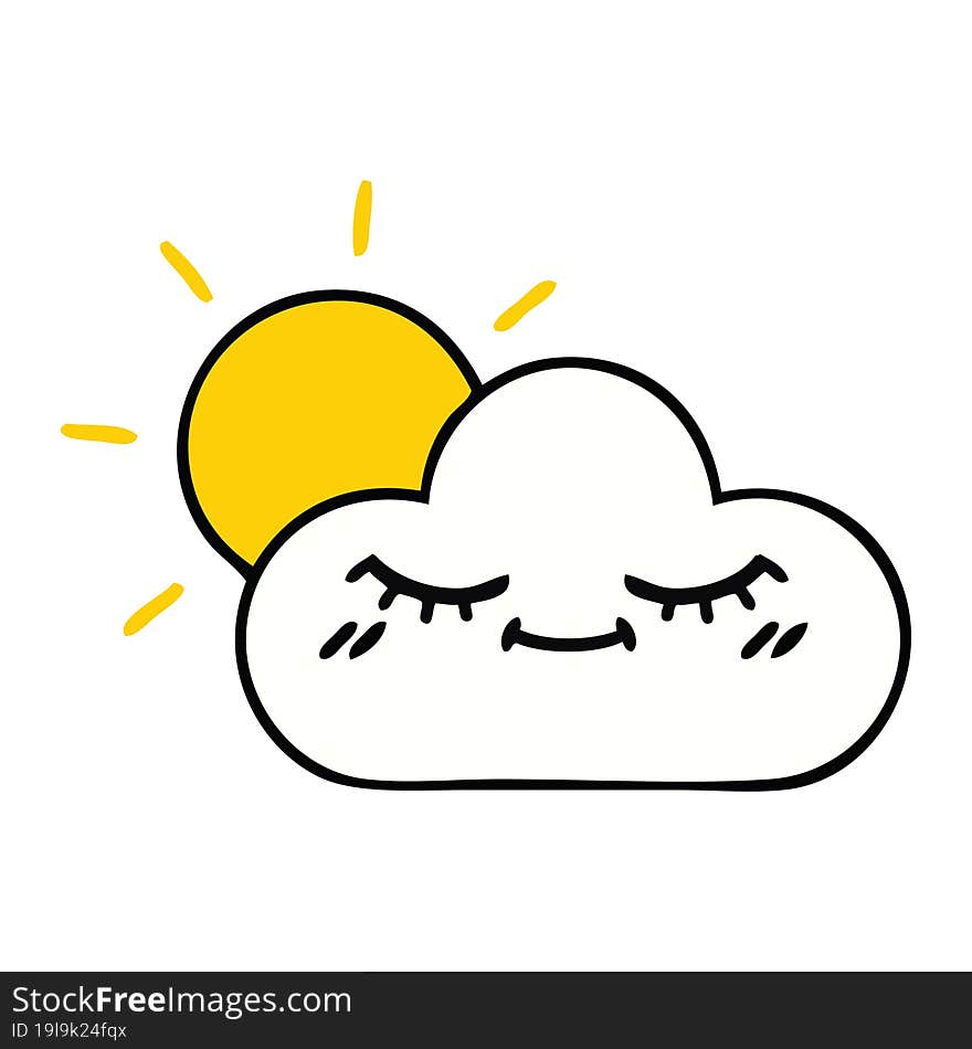 cute cartoon sunshine and cloud