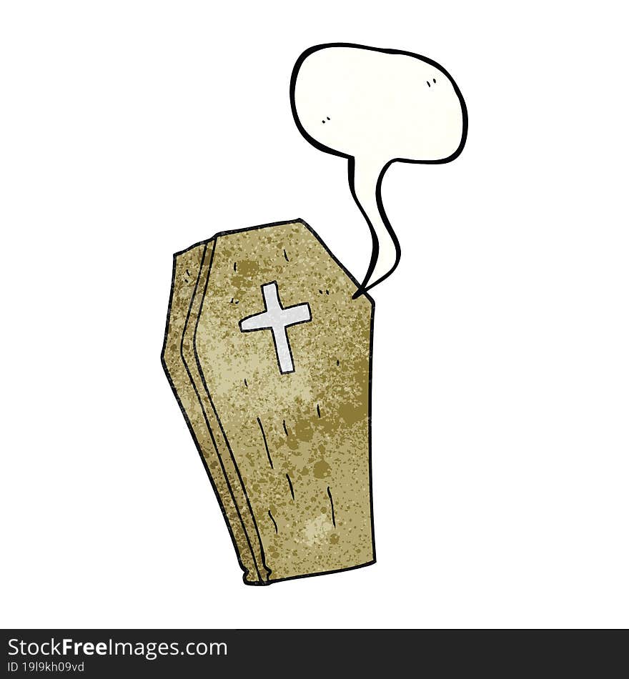 Speech Bubble Textured Cartoon Spooky Coffin