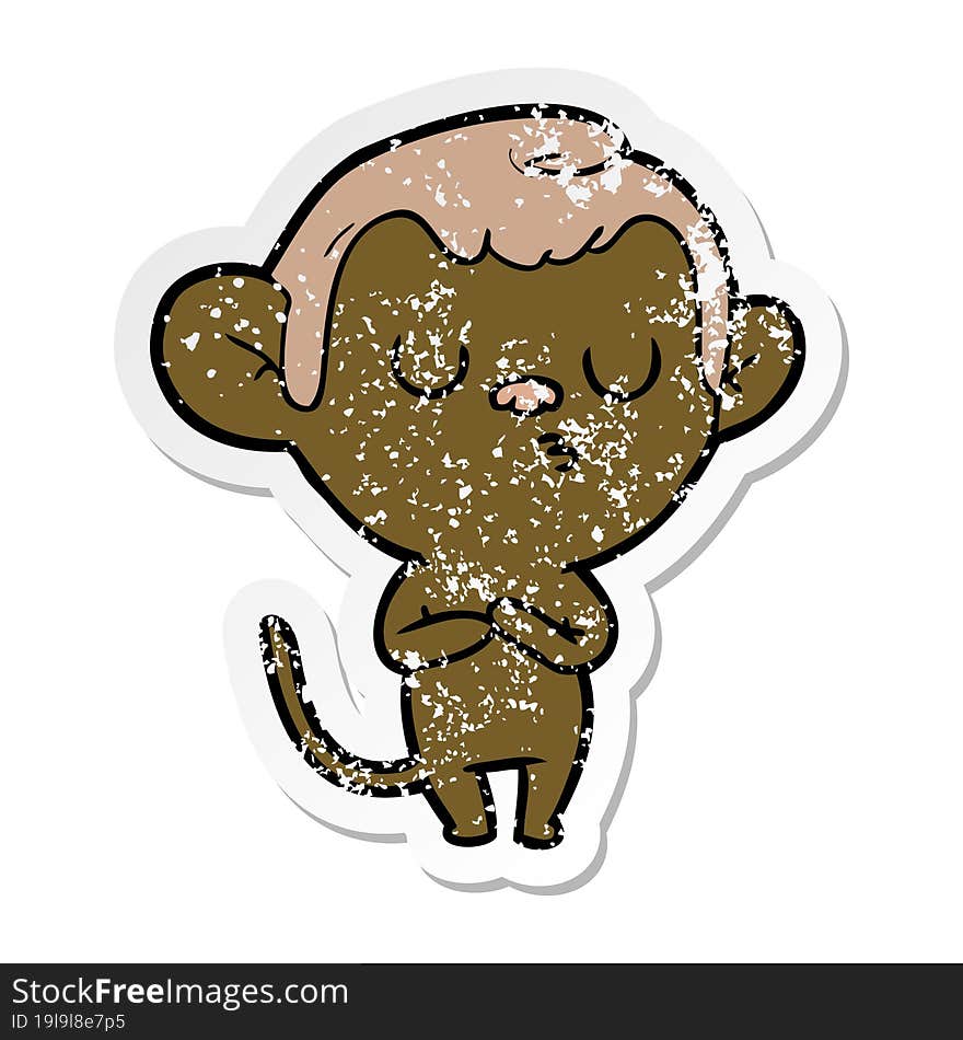 distressed sticker of a cartoon monkey