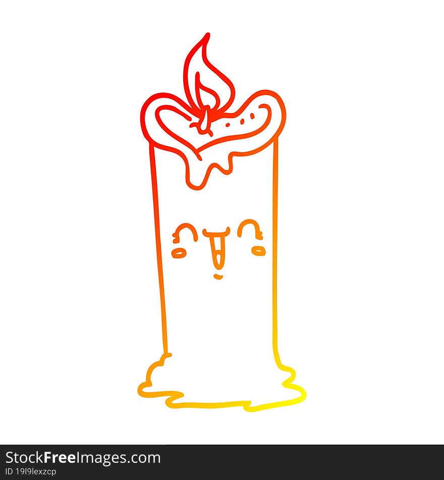 Warm Gradient Line Drawing Cartoon Happy Candle