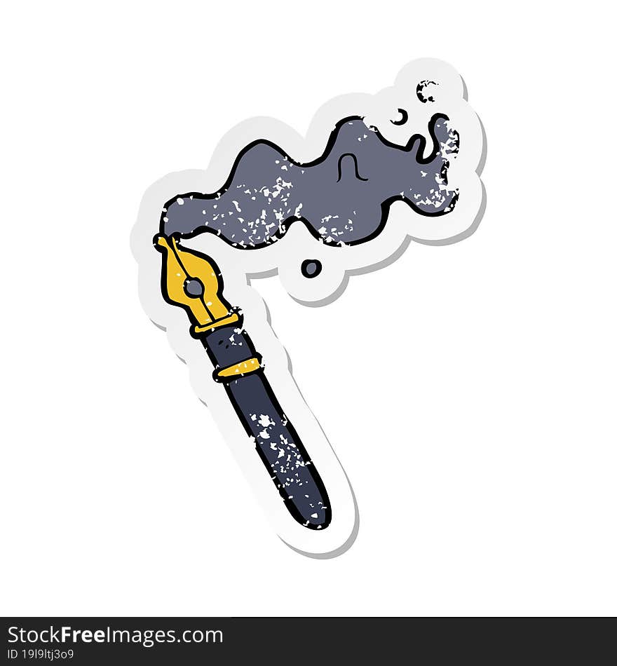 retro distressed sticker of a cartoon fountain pen