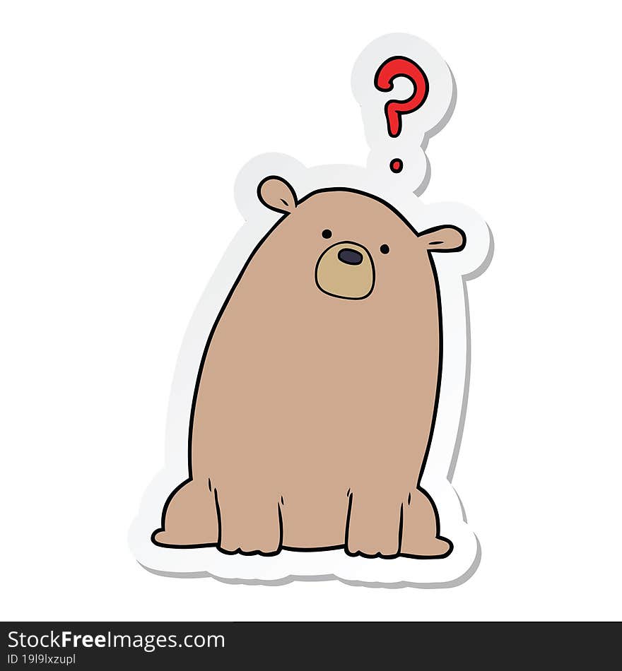 Sticker Of A Cartoon Curious Bear