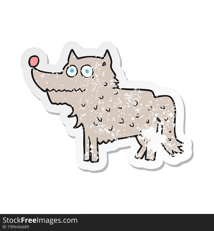 Retro Distressed Sticker Of A Cartoon Dog