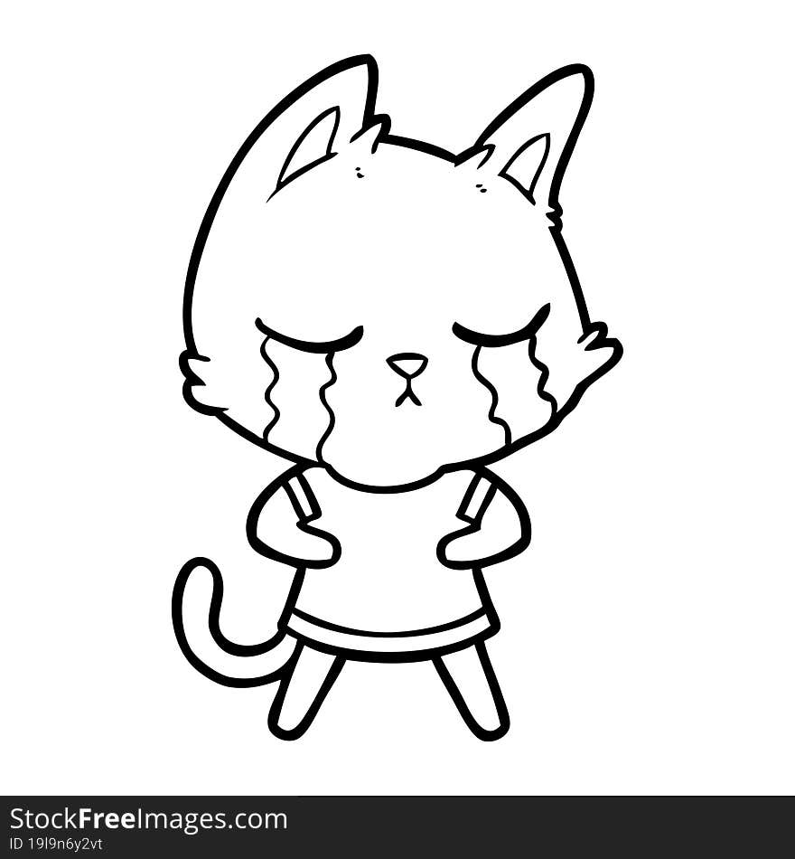 crying cartoon cat. crying cartoon cat