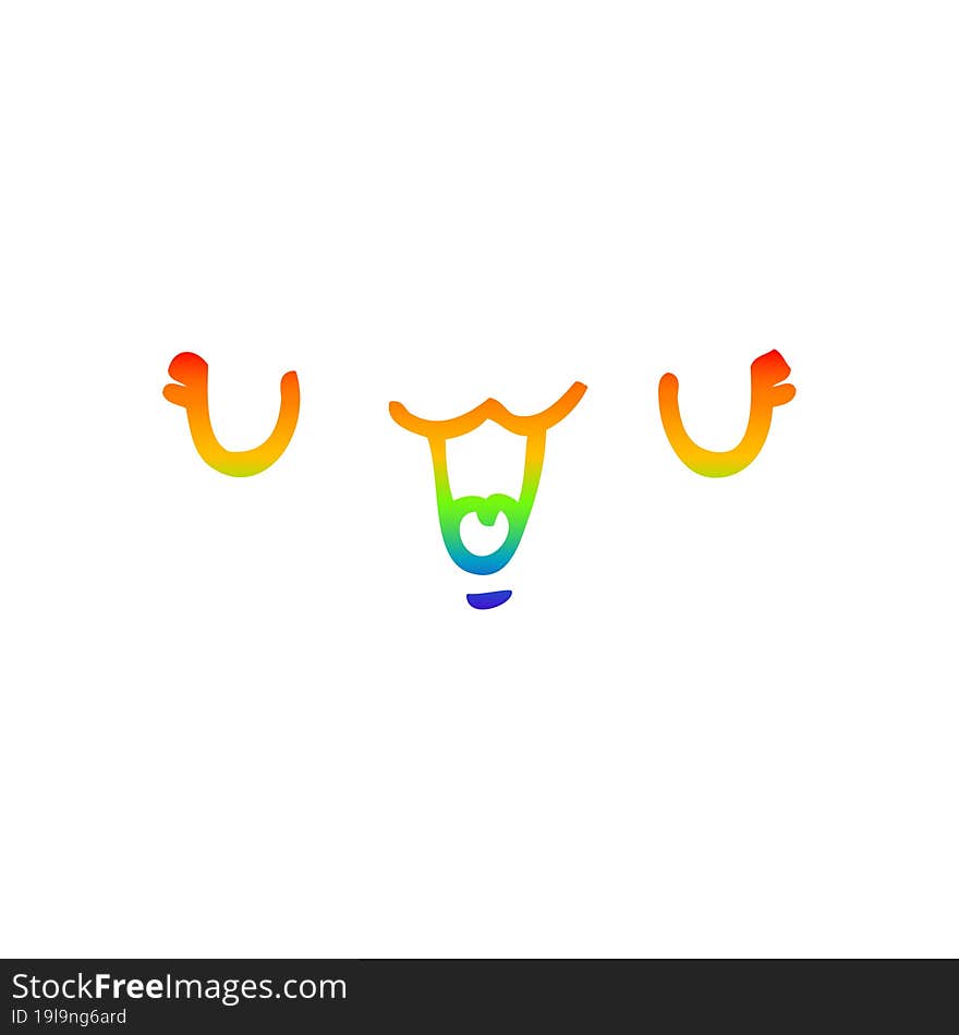 rainbow gradient line drawing of a cute happy cartoon face