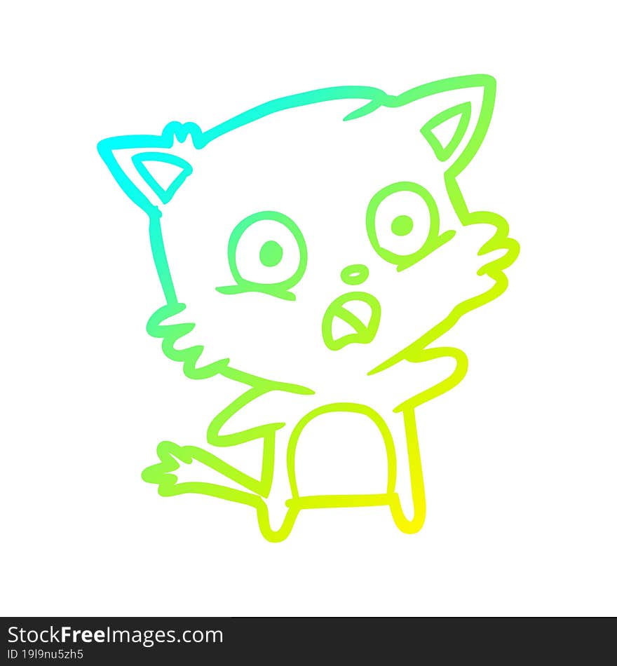 cold gradient line drawing of a Cartoon cat