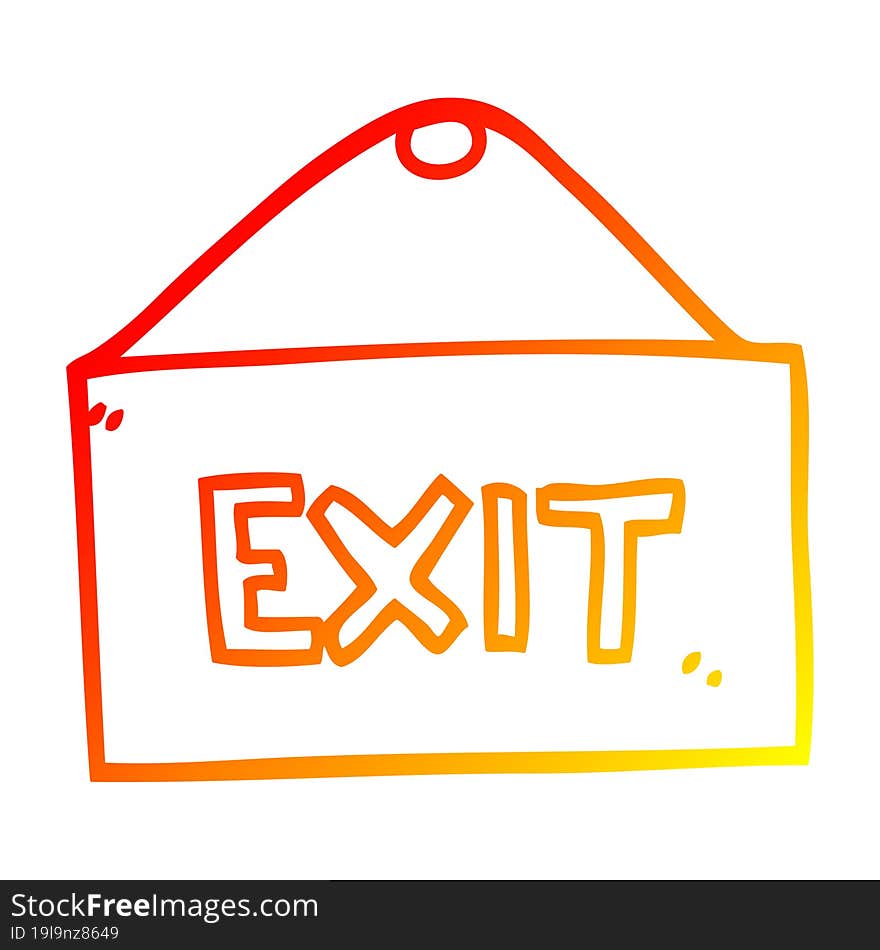 warm gradient line drawing of a cartoon exit sign