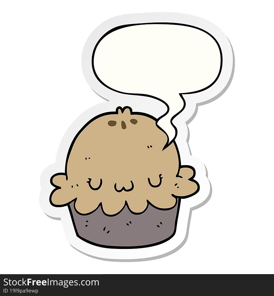 Cute Cartoon Pie And Speech Bubble Sticker