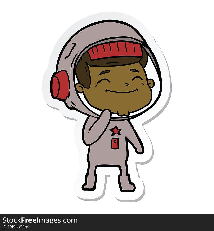 Sticker Of A Happy Cartoon Astronaut