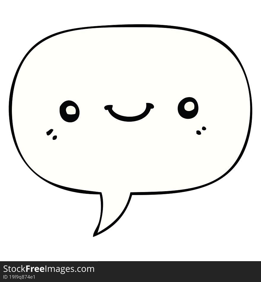 Cartoon Cute Happy Face And Speech Bubble