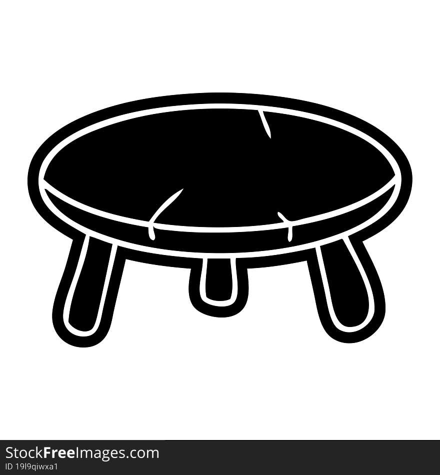 Cartoon Icon Drawing Of A Wooden Stool