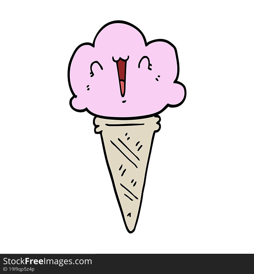 cartoon ice cream with face