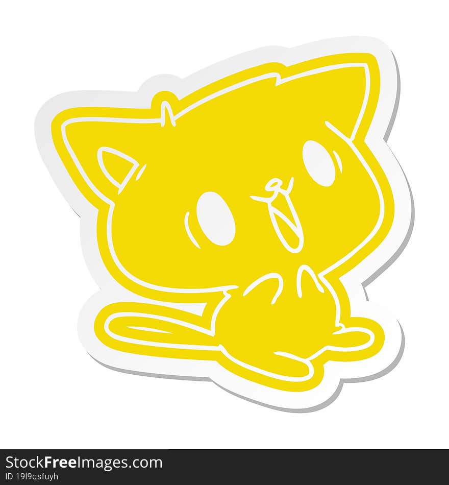 cartoon sticker of cute kawaii cat