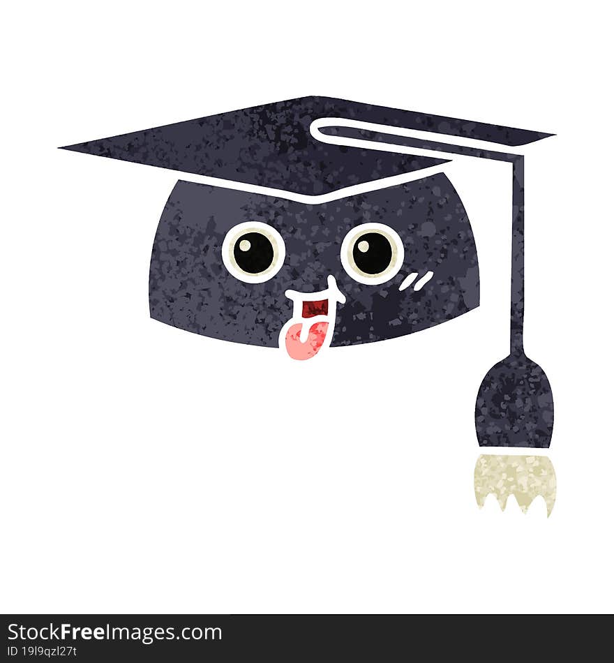 Retro Illustration Style Cartoon Graduation Hat