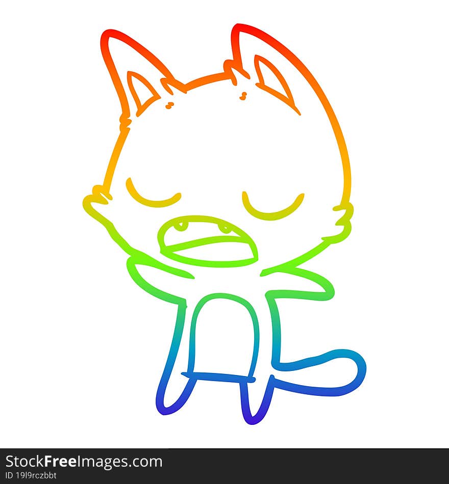 rainbow gradient line drawing of a talking cat cartoon